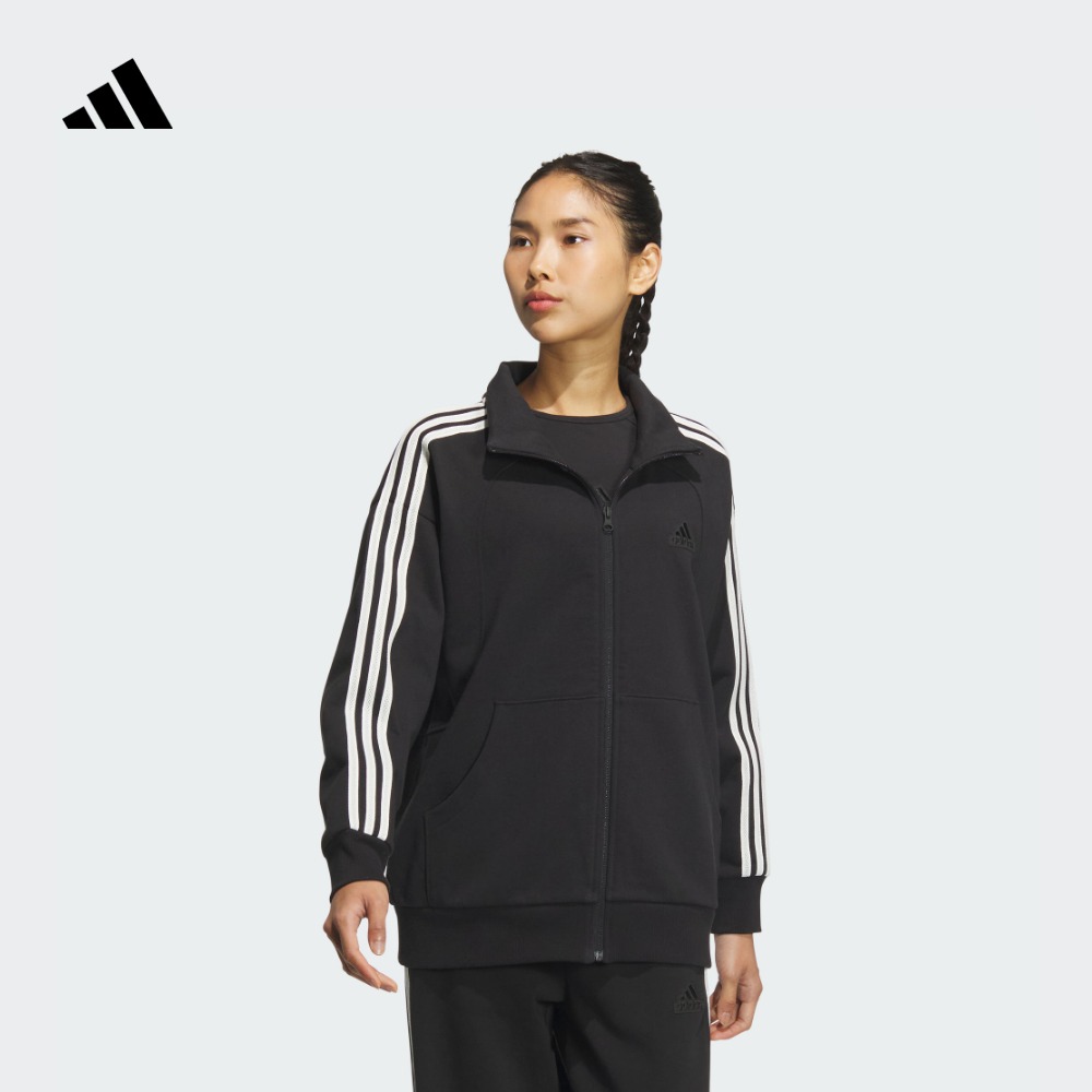 阿迪达斯女休闲宽松立领夹克外套