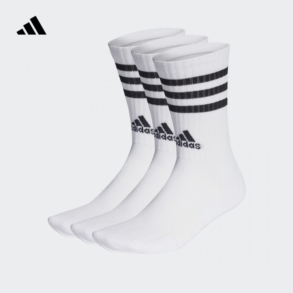 三双装经典三条纹舒适毛巾底加厚运动袜男女adidas阿迪达斯