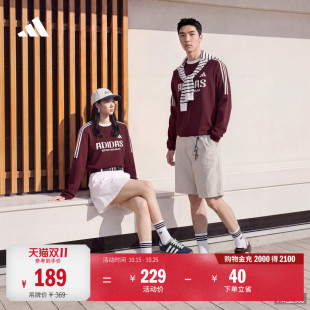 休闲宽松舒适运动圆领长袖T恤上衣男女秋季adidas阿迪达斯轻运动