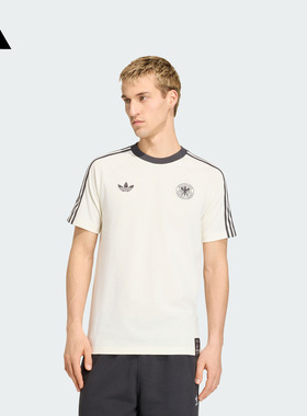 德国队复古足球休闲文化修身短袖T恤男新款adidas阿迪达斯三叶草
