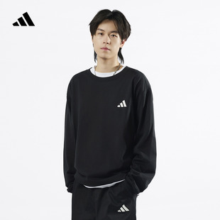 三条纹休闲简约宽松长袖 T恤男女adidas阿迪达斯官方轻运动