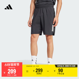 速干舒适简约侧开叉三条纹网球运动短裤男装夏季adidas阿迪达斯