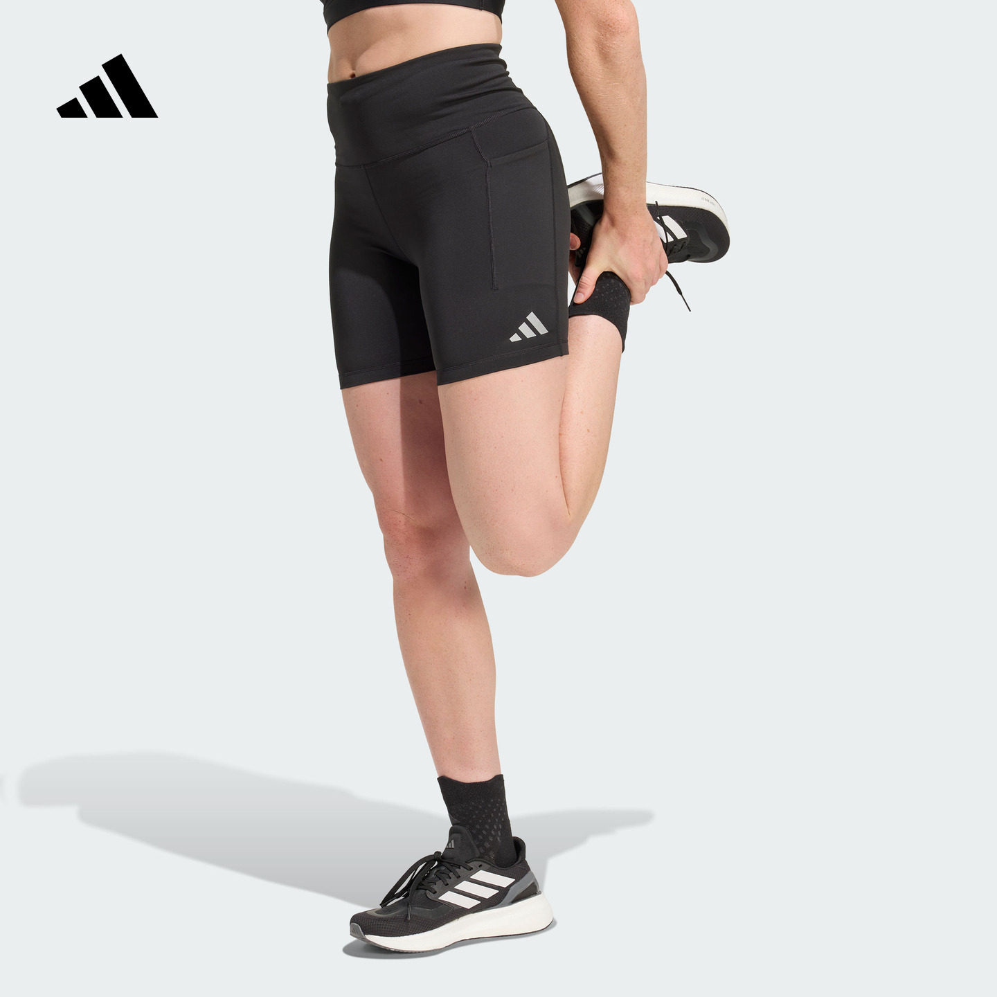 速干简约高腰跑步运动健身训练紧身短裤女装夏季adidas阿迪达斯