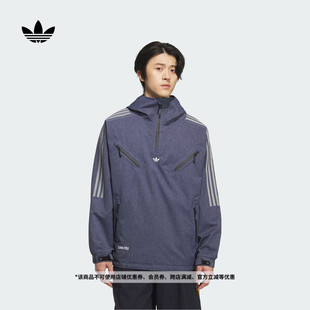 时尚 秋冬adidas阿迪达斯三叶草 休闲牛仔运动连帽夹克外套男装