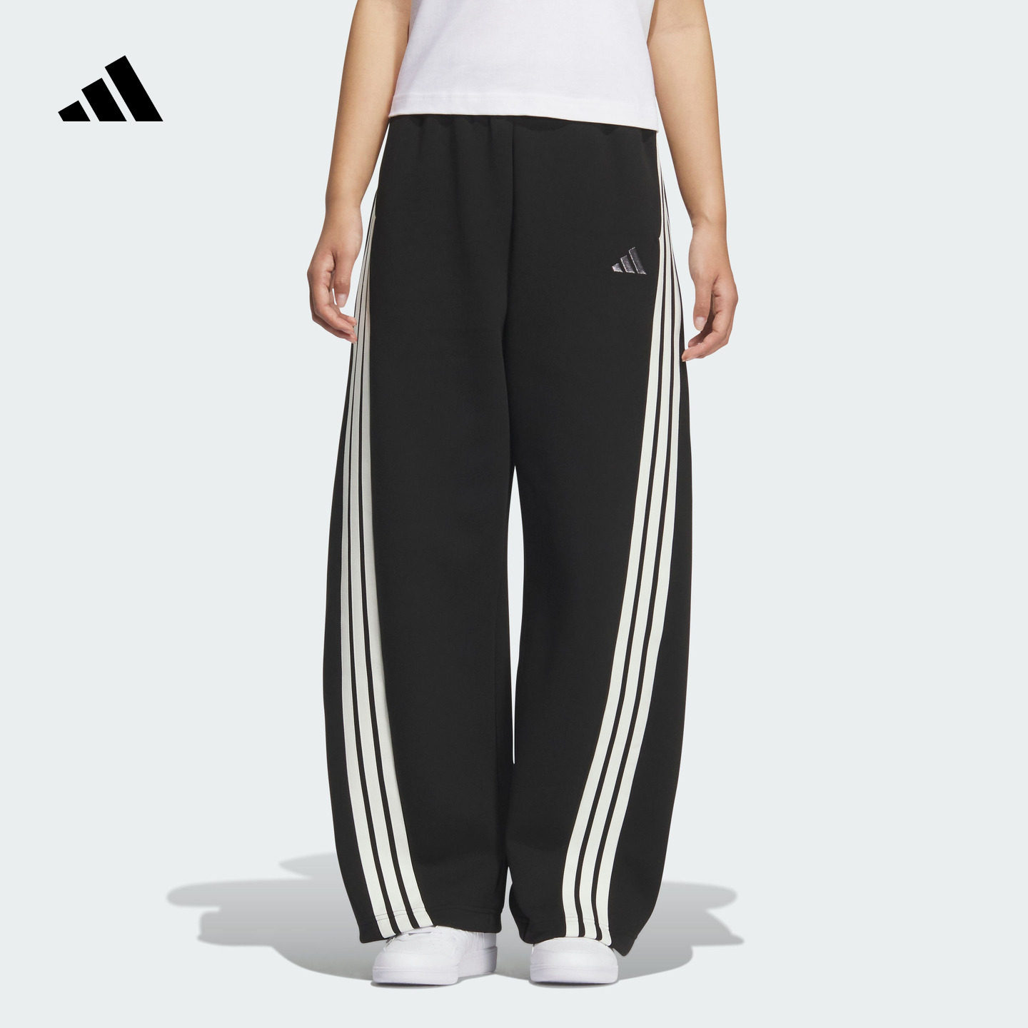 三条纹舞动系列宽松舒适休闲针织香蕉裤女装adidas阿迪达斯轻运动