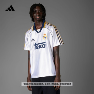 夏季 球衣男装 adidas阿迪达斯官方 运动翻领短袖 皇马足球特别款