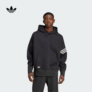宽松舒适三条纹连帽套头卫衣男装 adidas阿迪达斯三叶草
