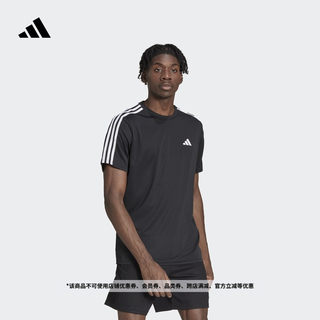 综合训练速干运动健身三条纹圆领短袖T恤男装夏季adidas阿迪达斯