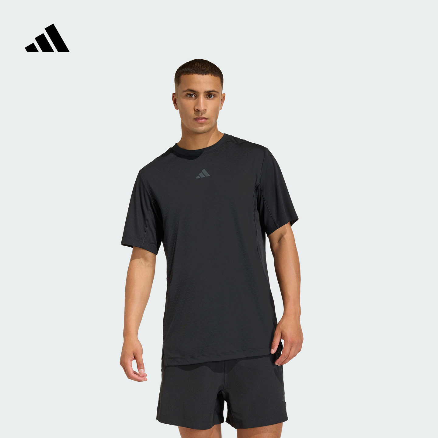 耐磨速干力量训练运动圆领短袖T恤健身服男装adidas阿迪达斯