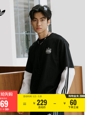 经典纯棉运动上衣圆领短袖T恤男女夏季adidas阿迪达斯三叶草