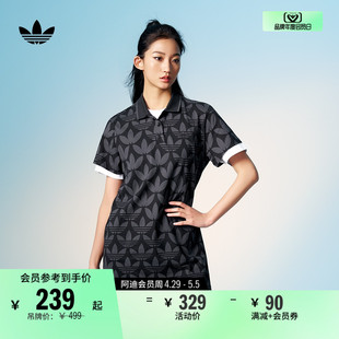 新款 印花运动翻领短袖 夏季 连衣裙女装 adidas阿迪达斯官方三叶草