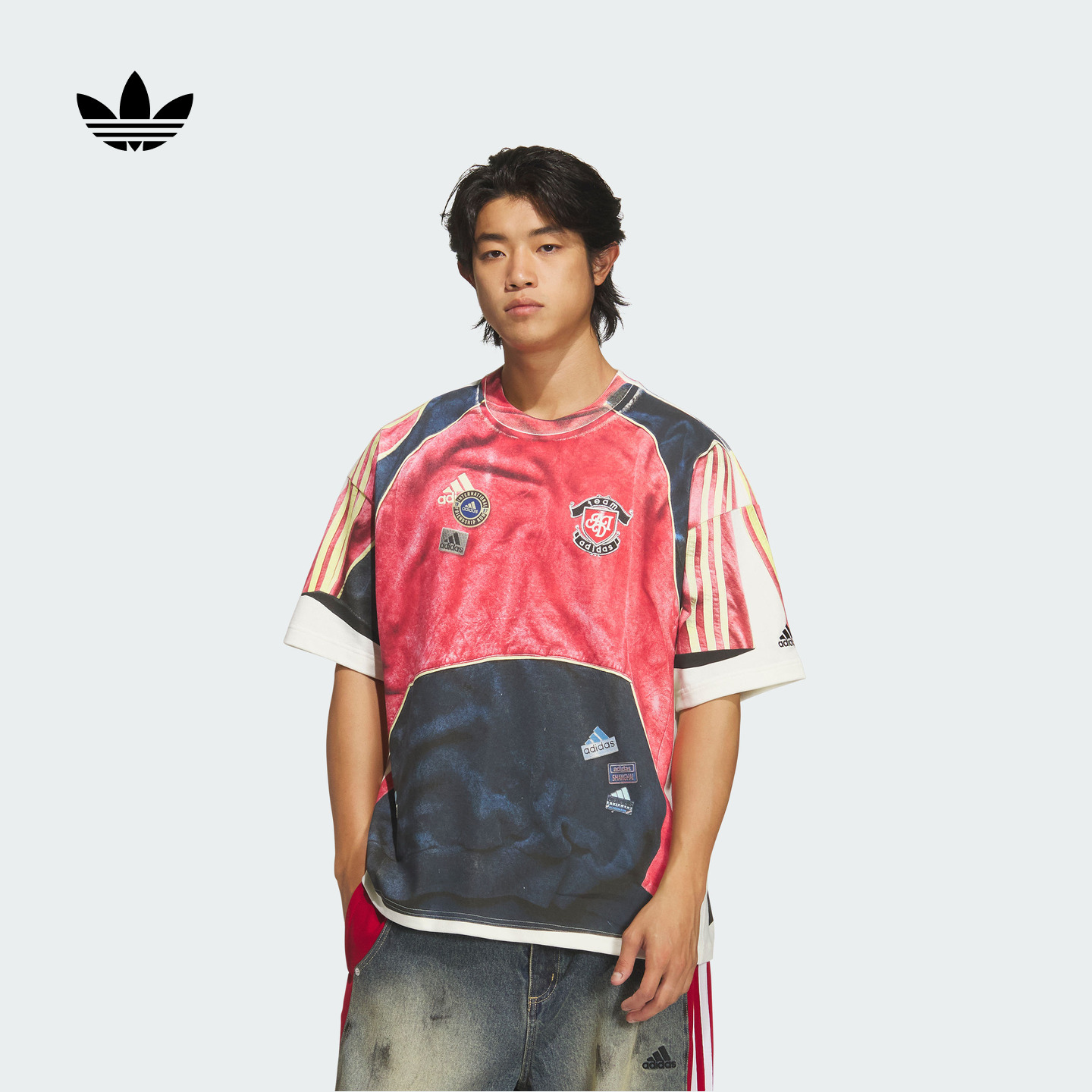 阿迪达斯三叶草纯棉宽松短袖T恤