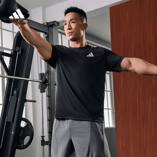 速干舒适运动健身上衣圆领短袖 adidas阿迪达斯 T恤男夏季