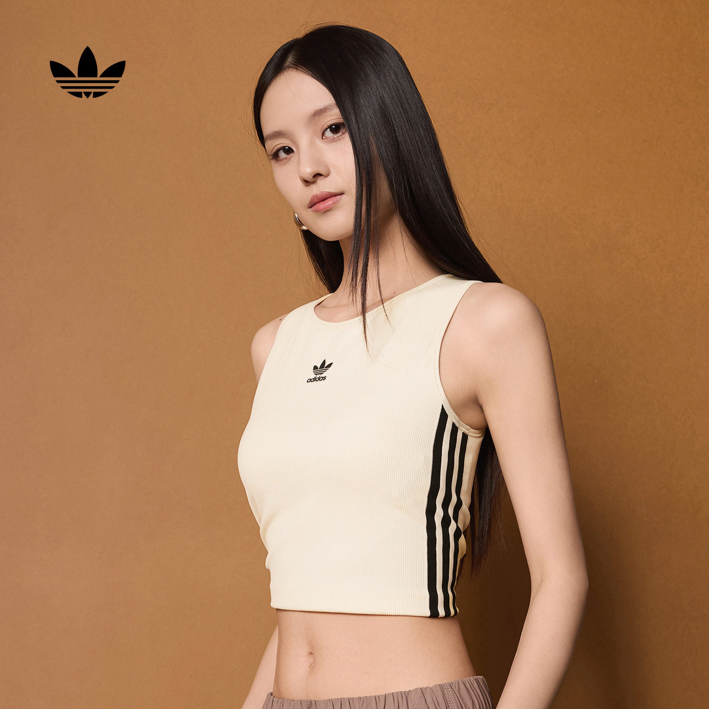 简约自带胸垫修身运动背心女夏季adidas阿迪达斯官方三叶草