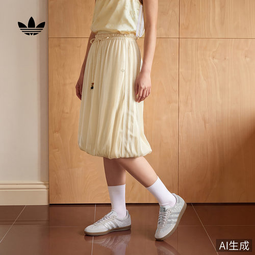 阿迪达斯三叶草女新中式花苞裙