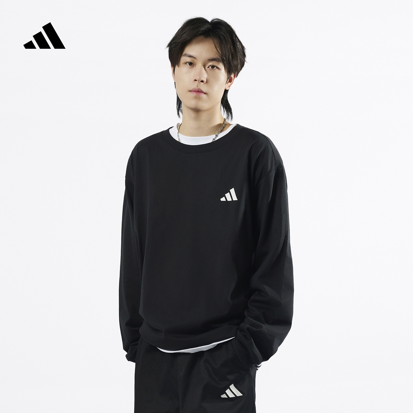 三条纹休闲简约宽松长袖T恤男女新款adidas阿迪达斯官方轻运动