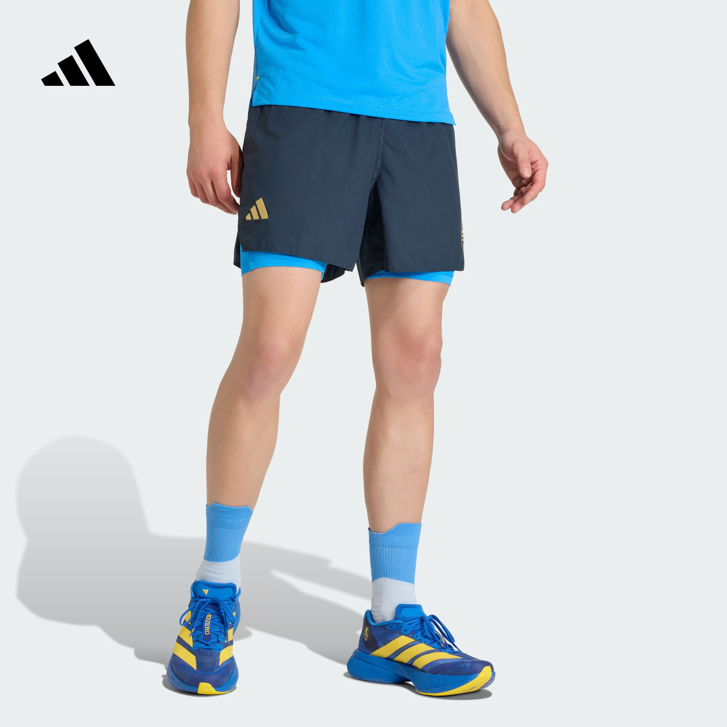 波士顿马拉松系列二合一跑步运动短裤男装新款adidas阿迪达斯官方