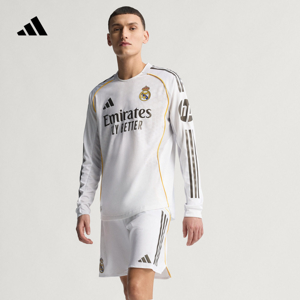 皇家马德里球员版主场足球长袖球衣印号 男adidas阿迪达斯官方