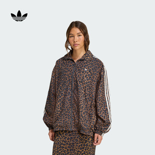 豹纹印花宽松运动夹克薄外套女adidas阿迪达斯官方三叶草