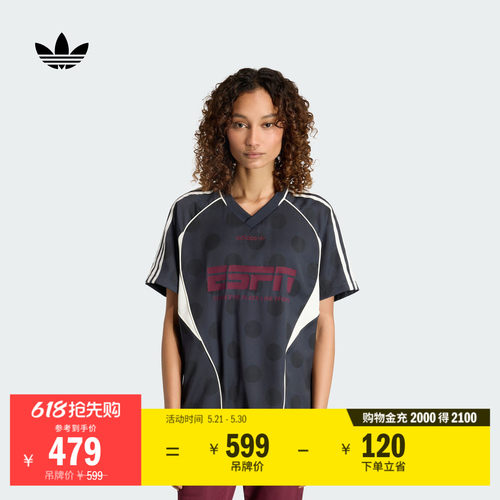 阿迪达斯三叶草女波点短袖T恤