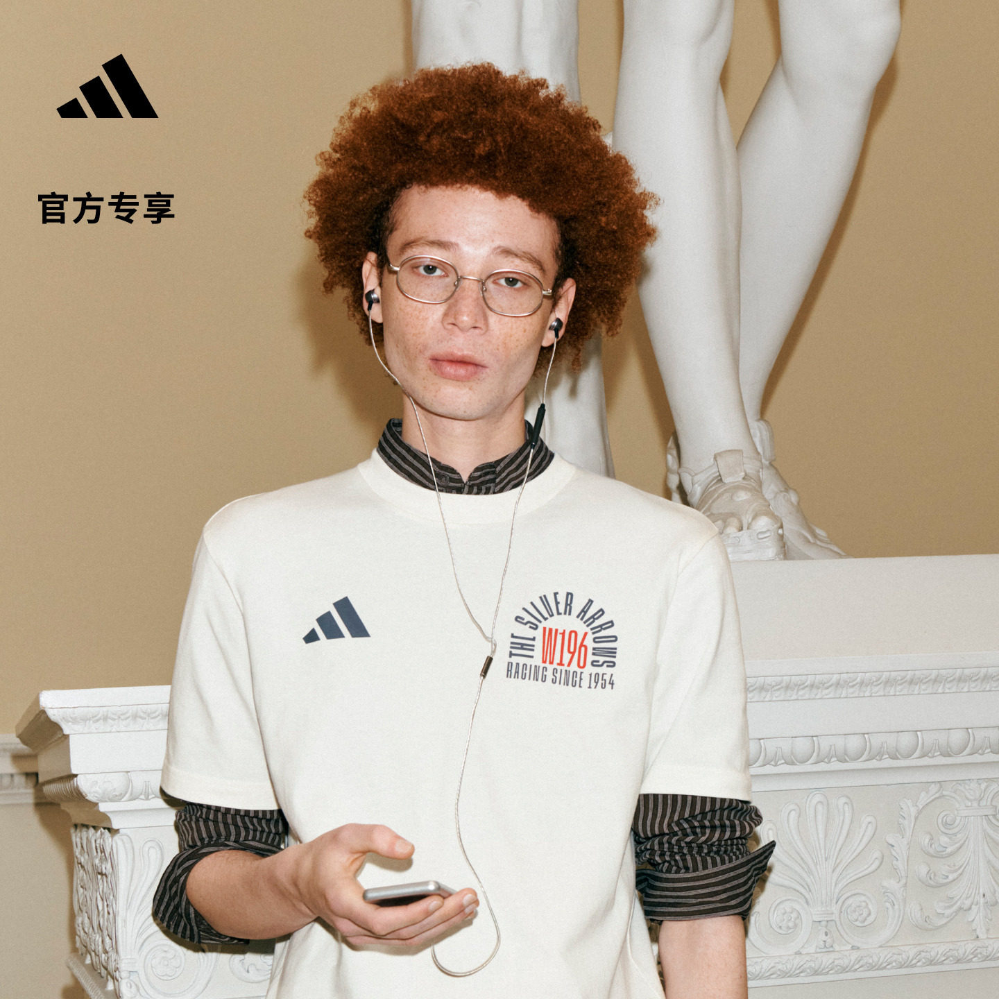 银箭系列纯棉梅赛德斯AMG马石油F1车队短袖T恤男装adidas阿迪达斯 - 实物图