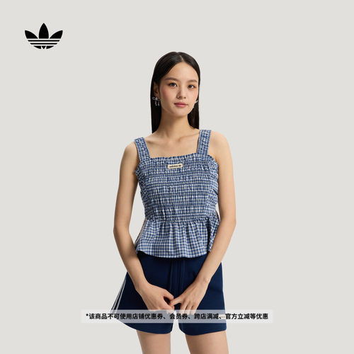 阿迪达斯三叶草女修身格纹背心