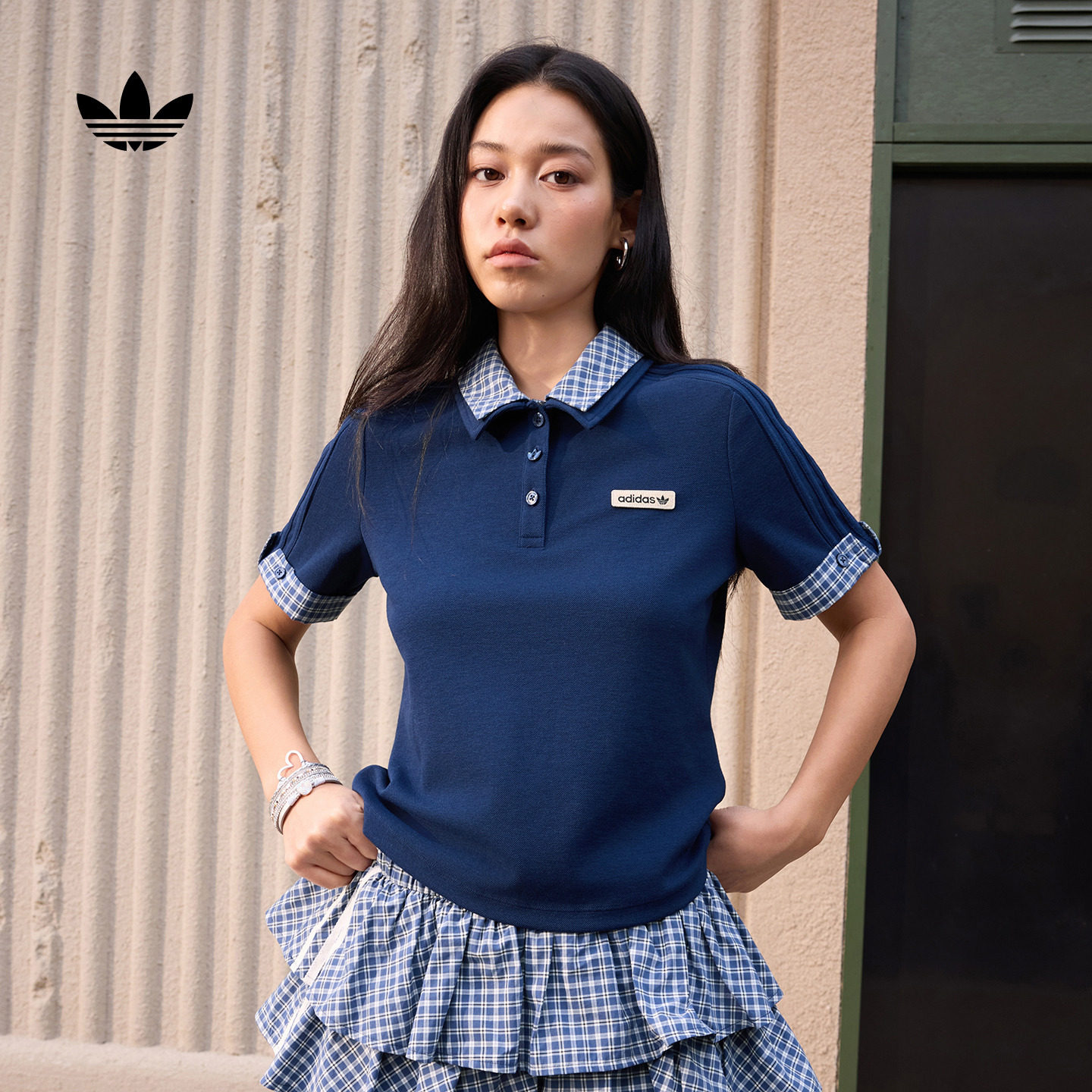 日常通勤百搭休闲运动短袖POLO衫上衣女新款adidas阿迪达斯三叶草