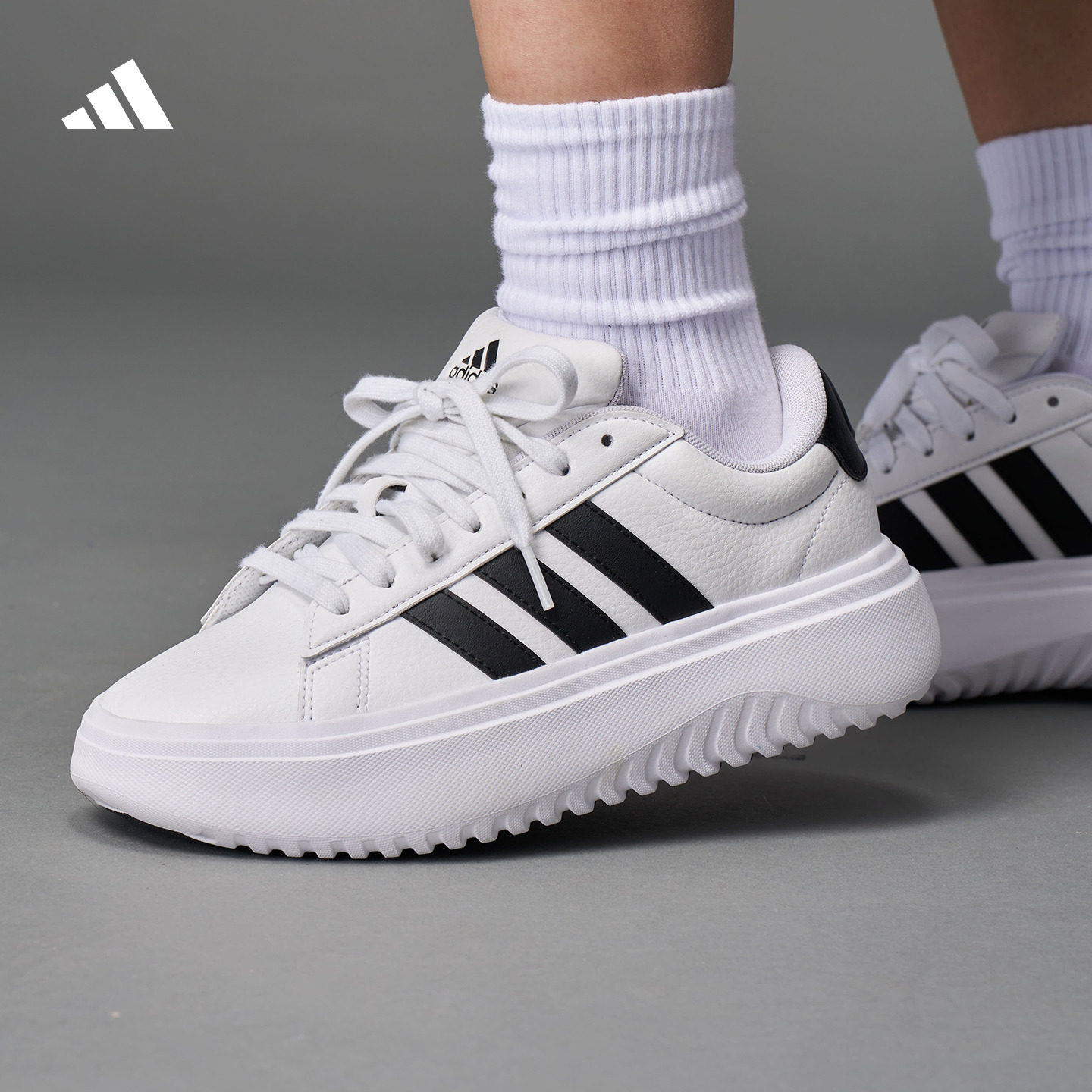 GRAND COURT PLATFORM网球风厚底增高运动鞋adidas阿迪达斯轻运动