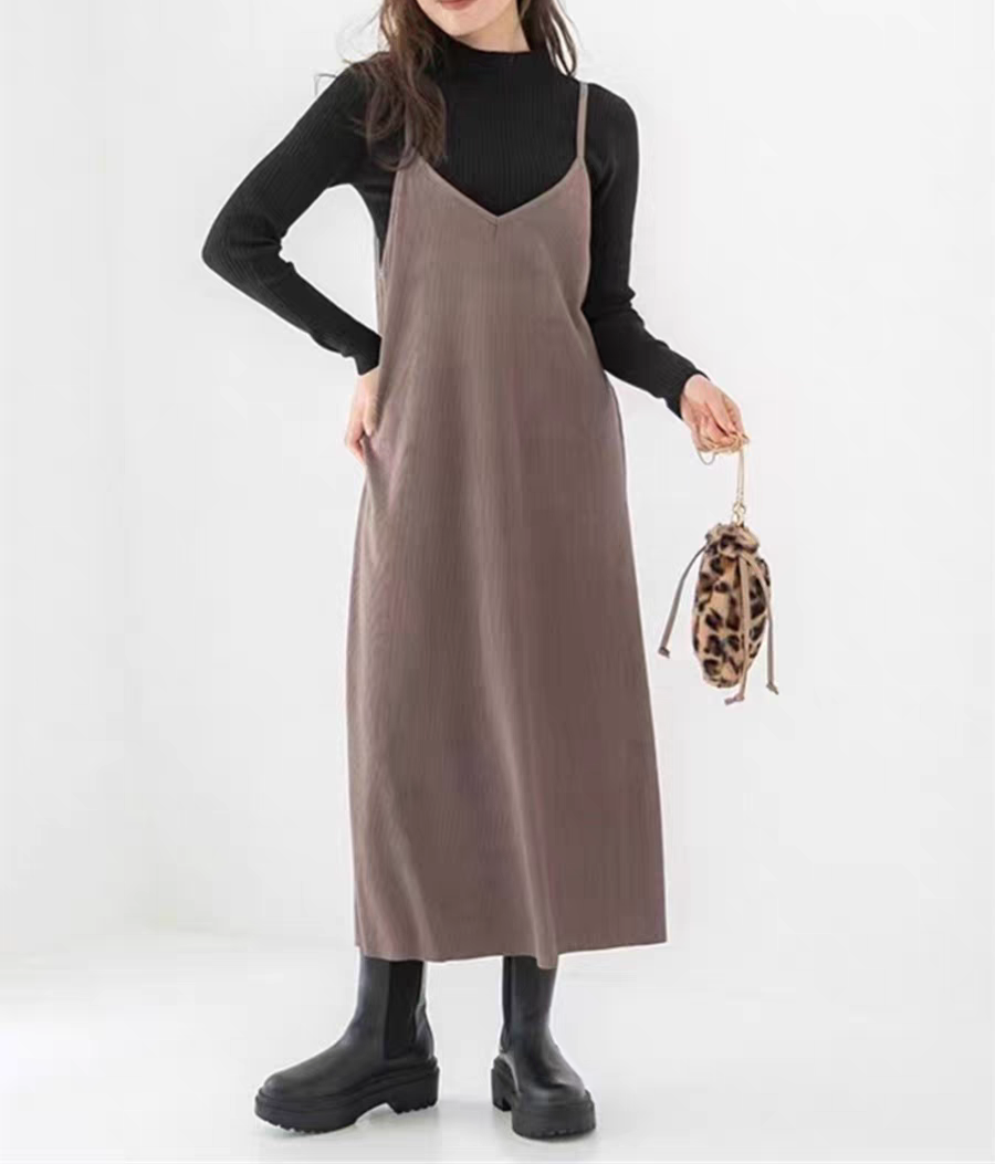 原单日单原单灯芯绒吊带连衣裙女款