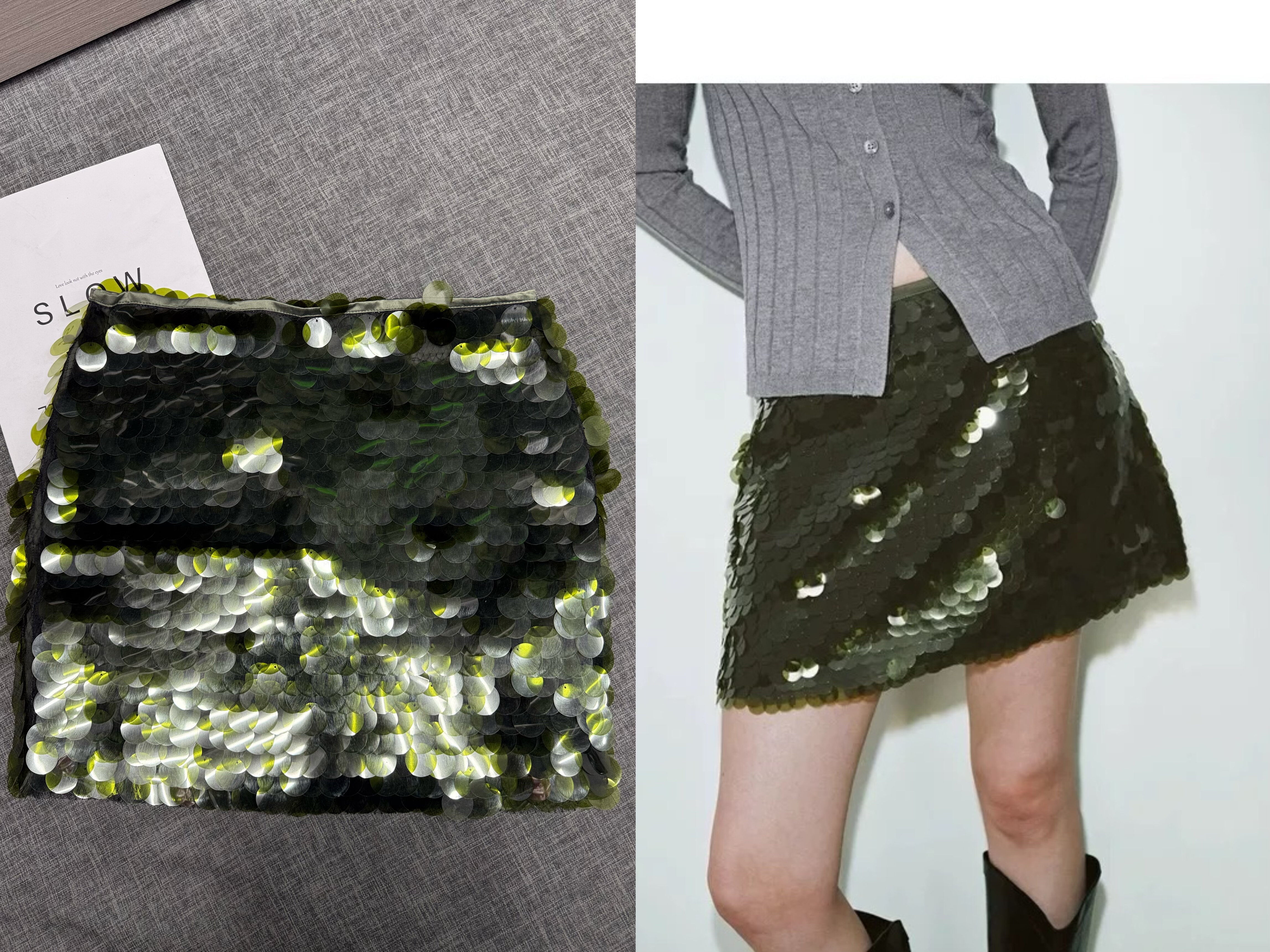 za原单2025春季女装魅力设计感珠片装饰短款A字半裙