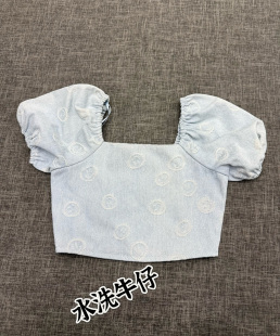 女装 新款 百搭修身 显瘦短款 笑脸F043 原单女装 上衣女款 夏季