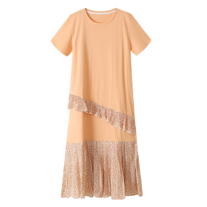 RM19441#春夏新款轻奢 时尚大码女装拼色宽松舒适连衣裙