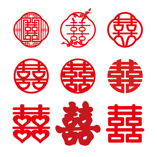 传统婚房布置卧室窗户喜字贴纸