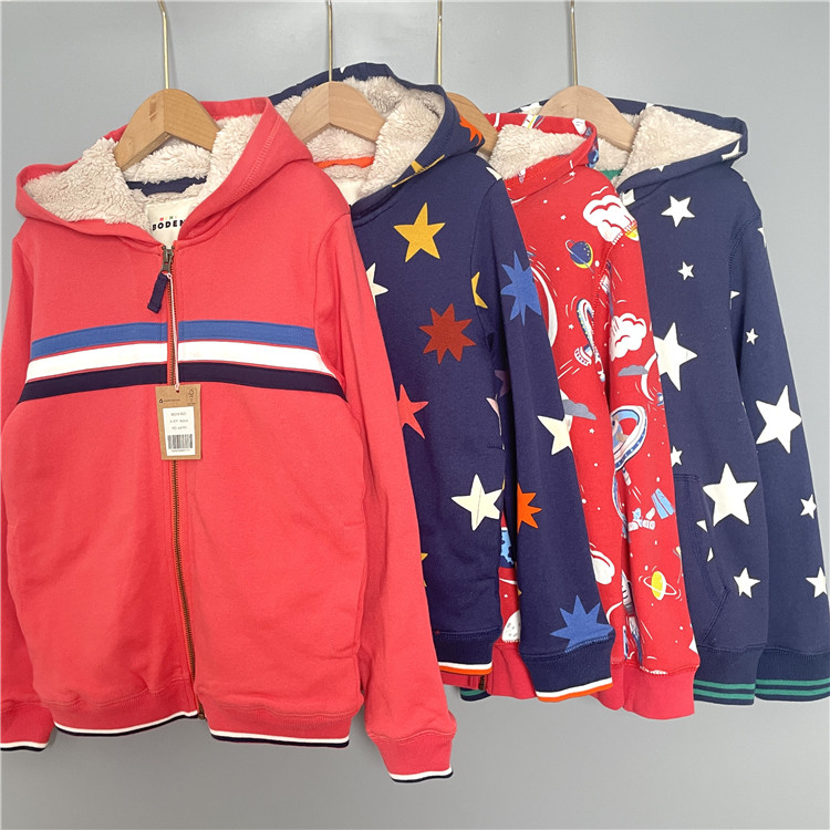 7H1 英国BD儿童纯棉羊羔绒连帽棉袄 秋冬保暖3-12岁男女拉链外套