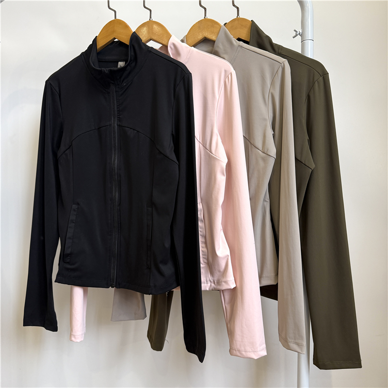 7B2 外贸女士拉链外套运动服速干春秋女装纯色长袖立领上衣夹克