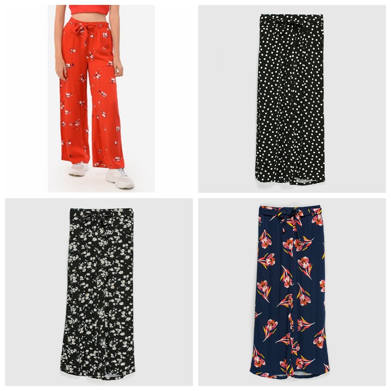 外贸夏天8-16碎花人棉欧美阔腿裤