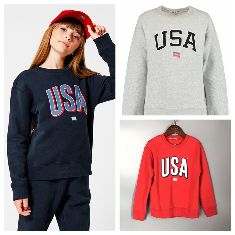 外贸洋气风秋季字母印花抓绒卫衣