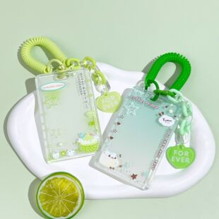 ins风滑盖卡套透明学生校园卡公交饭卡保护套小清新保护卡包简约