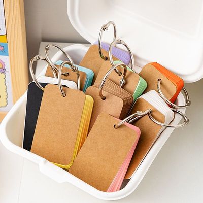 彩色空白卡片记背英语单词卡学生diy手绘硬卡纸口袋活页纸小清新