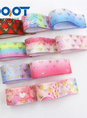 I-19625-1419十码烫金25mm镭射热转印丝带织带罗纹缎带涤纶蝴蝶结