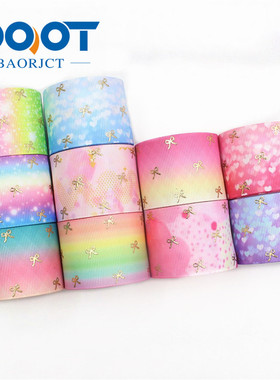 I-19625-1429十码镭射38mm烫金热转印丝带织带罗纹缎带涤纶蝴蝶结