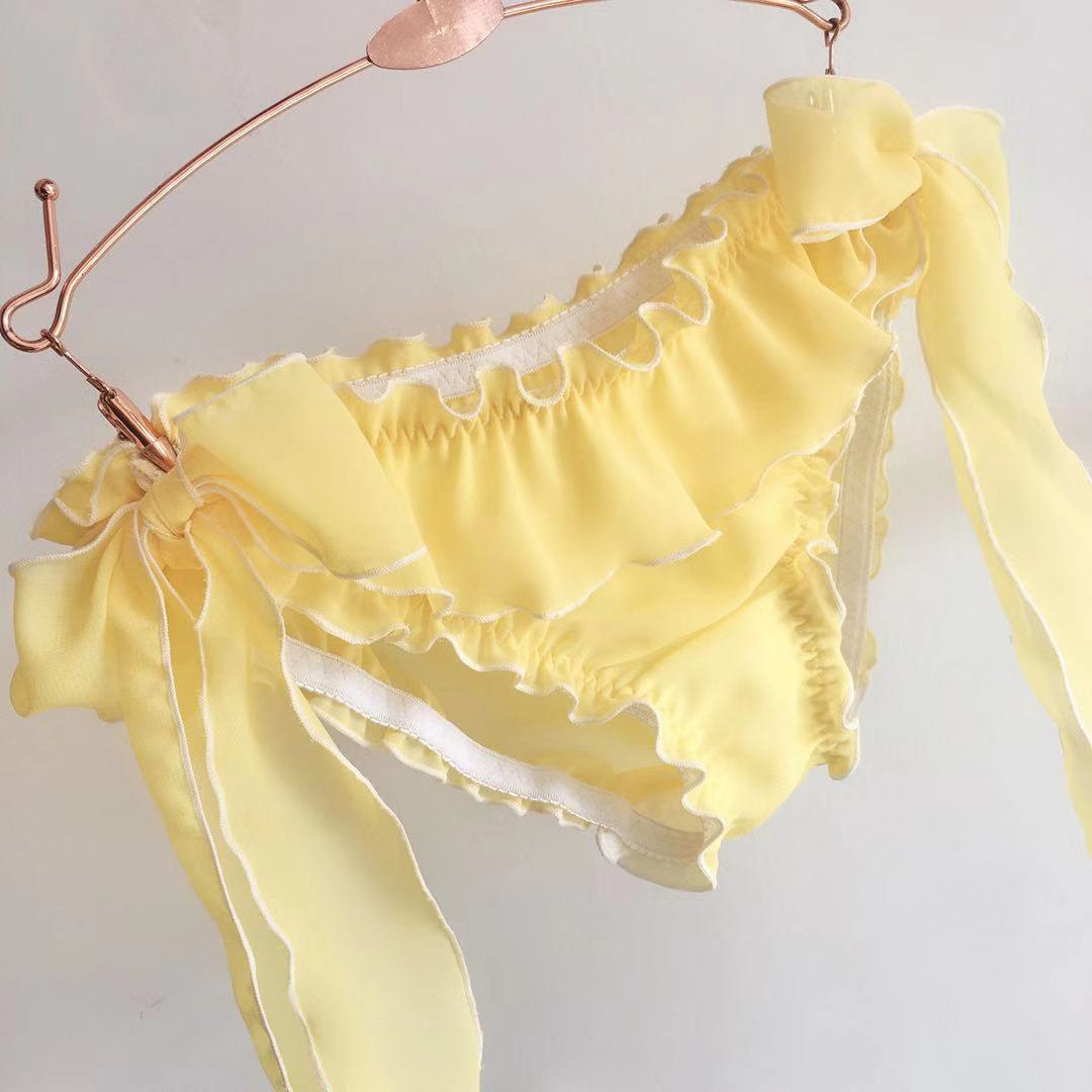 两侧系带性感荷叶边男士内裤