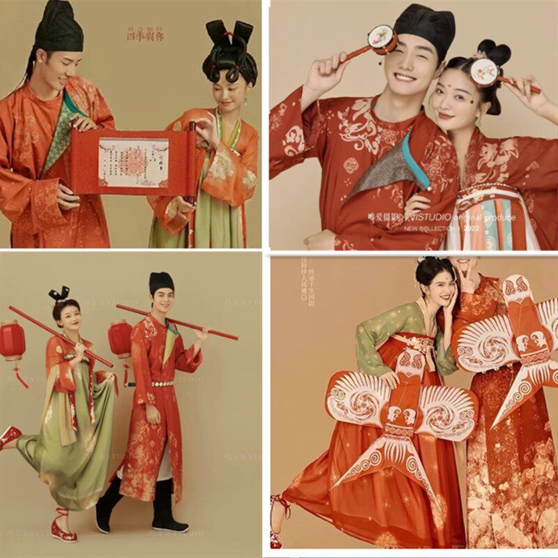 新款唐宫古代中式婚纱照摄影道具明制汉服订婚书手提钻鱼灯笼风筝