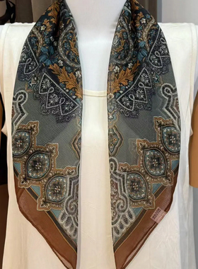 25新款西丽纱纱巾70x70小方巾气质复古网红爆款薄款防晒领巾围巾