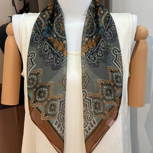 25新款西丽纱纱巾70x70小方巾气质复古网红爆款薄款防晒领巾围巾