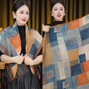 秋冬新款 双面丝毛绒磨毛85CM方巾香风山茶花围巾披肩两用百搭 时尚