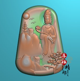 山水如意站观世音3242浮雕图 精雕图 灰度图 圆形图 JDP 梅花燕子