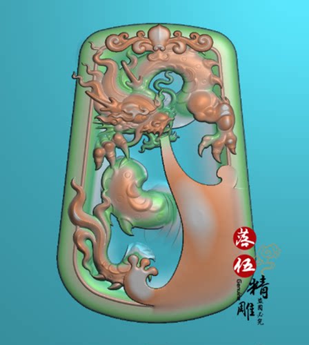 龙喷水6261浮雕图 精雕图 灰度图 古代人物 龙牌 龙 玉雕刻图平面