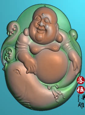 坐鱼弥勒佛00260捉妖记胡巴摆件源文件圆雕图雕刻机四轴核雕图三