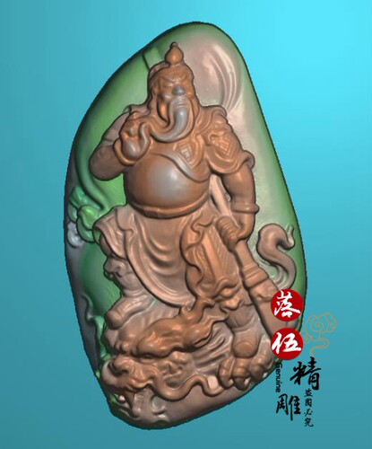 骑龙关公55636抱净瓶坐观音挂件木雕精雕图浮雕玉雕灰度图JDPBMP